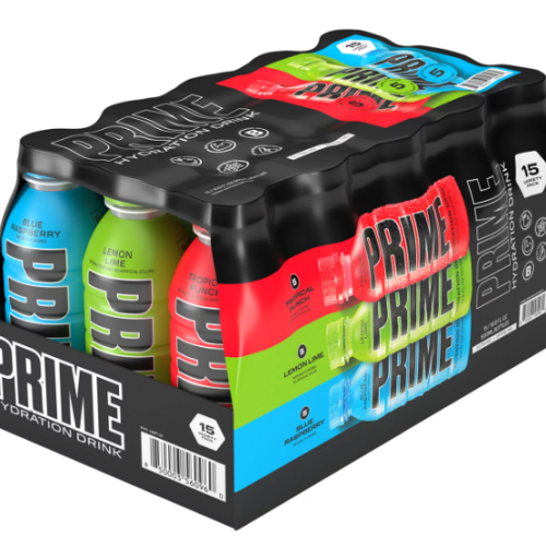 PRIME HYDRATION DRINK TROPICAL PUNCH/ LEMON LIME/ BLUE RASPBERRY 16.9OZ 15CT.