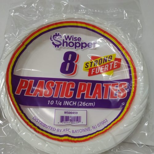 WISE SHOPPER PLASTIC PLATES WHITE 10.25..INCH 8CT