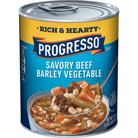 PROGRESSO RICH & HEARTY BEEF BARLEY SOUP 18OZ. CAN