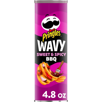 PRINGLES WAVY SWEET & SPICY BBQ 4.8OZ CAN