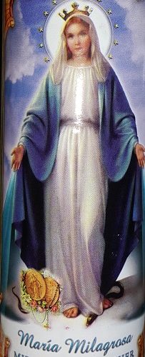 RELIGION CANDLE BLESSED MOTHER WHITE