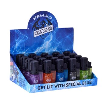 SPECIAL BLUE BULLET PLASTIC LIGHTER DISPLAY 20CT. BOX.