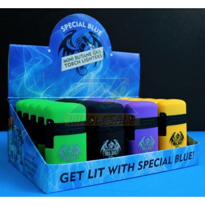SPECIAL BLUE CLASSIC DOUBLE FLAME RUBBER LIGHTER DISPLAY 20CT. BOX.