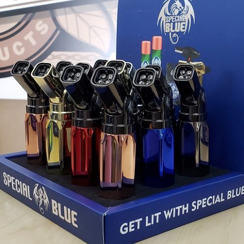SPECIAL BLUE LASER LIGHTER DISPLAY ASST. COLORS 12CT.