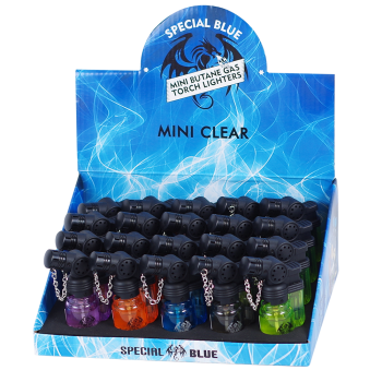 SPECIAL BLUE MINI CLEAR LIGHTER DISPLAY 20CT.