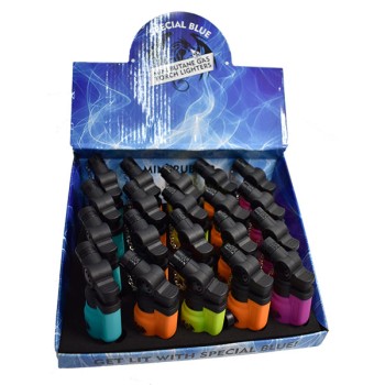 SPECIAL BLUE MINI RUBBER LIGHTER DISPLAY 20CT. BOX.