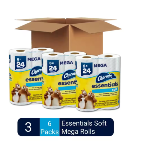 CHARMIN ESSENTIALS SOFT MEGA ROLLS 3/6PK.