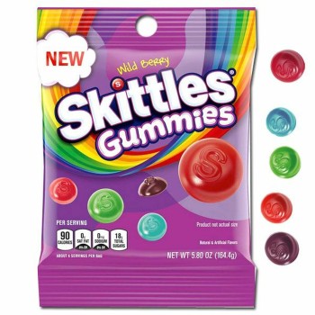 PEG BAGS SKITTLES GUMMIES WILD BERRY 5.8OZ.