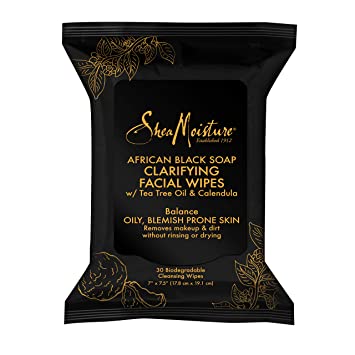 SHEA MOISTURE AFRICAN BLACK SOAP FACIAL WIPES 10PK.