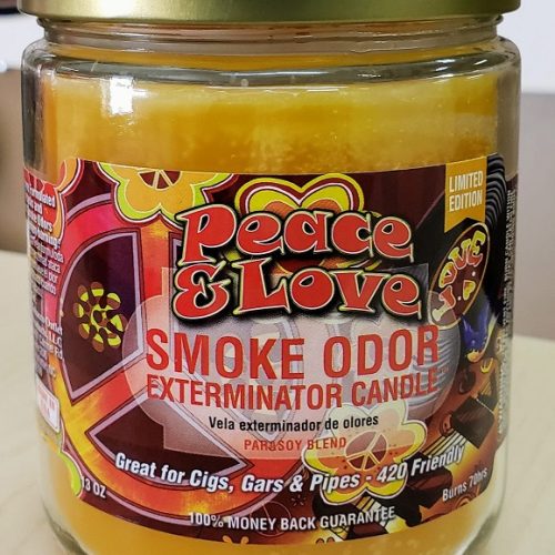 SMOKE ODOR CANDLE PEACE & LOVE 1CT SEASONAL ITEM