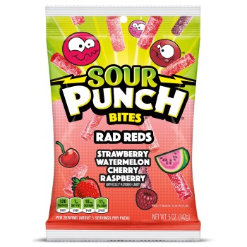 PEG BAGS SOUR PUNCH BITES RAD RED 5OZ.