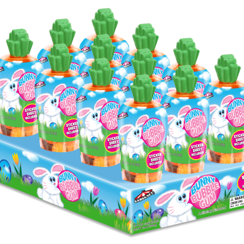 TOY CANDY BUNNY BUBBLE GUM W/STICKERS 12CT. BOX
