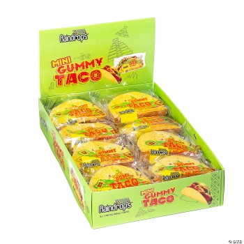 TOY CANDY RAINDROPS MINI GUMMY TACOS 16CT. BOX.