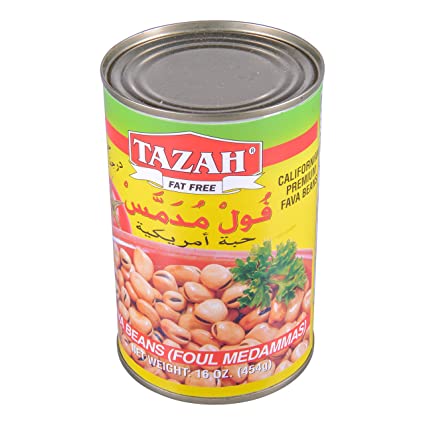 TAZAH FAVA BEANS EGYPTIAN STRAINED 454GRM. CAN