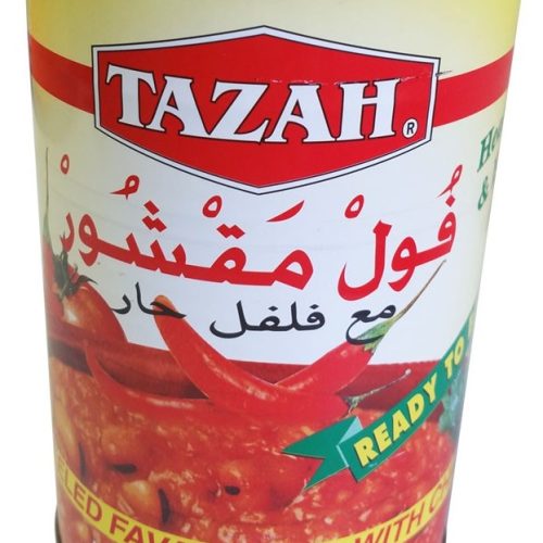 TAZAH PEELED FAVA W/CHILI 454GRM. CAN.