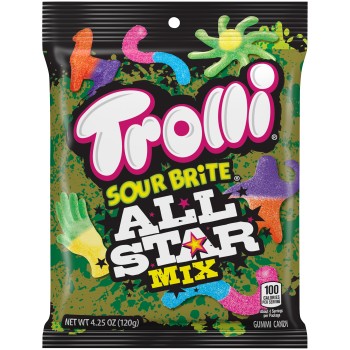 PEG BAGS TROLLI SOUR BRITE ALL STAR MIX 4.25OZ.