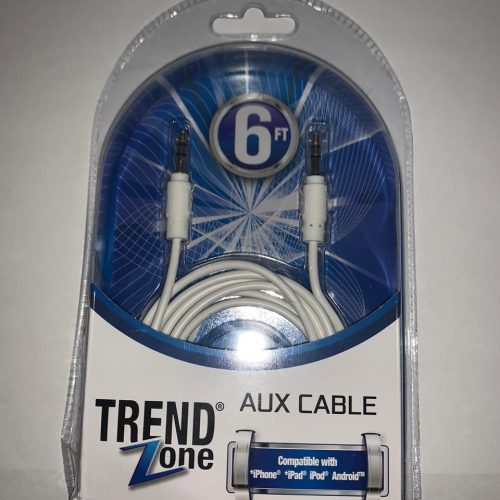 TRENDZONE AUX CABLE ASST COLOR 6FT. (TZ516) 1CT.