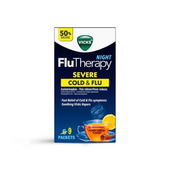 VICKS FLU THERAPY POWDER HONEY LEMON 9CT. BOX