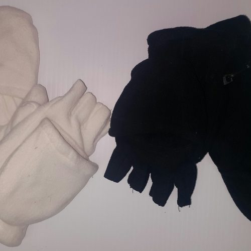 WINTER GLOVES FLEECE W/COVER BLACK&WHITE 12CT.