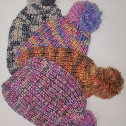 WINTER HAT POM POM KNIT AST 12CT