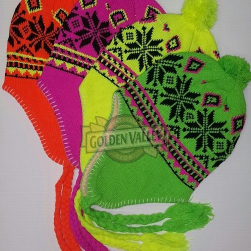 WINTER HAT TIE DOWN NEON ASSORTED 12CT.