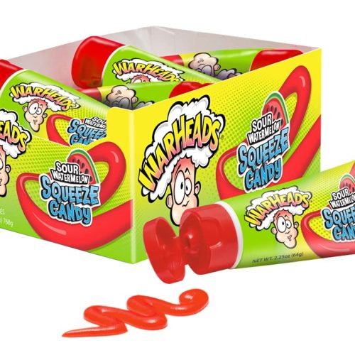 TOY CANDY WARHEADS SOUR WATERMELON SQUEEZE CANDY 12CT. BOX